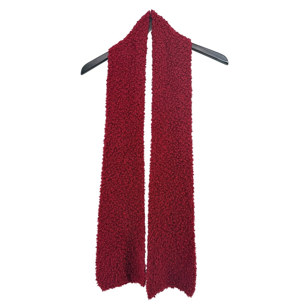 Cejon Burgundy Red Popcorn Knit Metallic Shimmer Fuzzy Scarf Long Rectangular